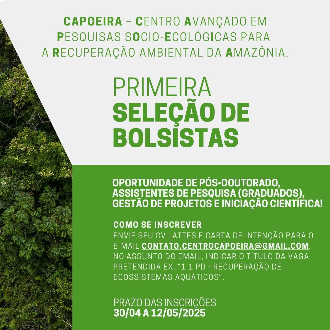 Primeira Seleção de Bolsistas CAPOEIRA para Recuperação Ambiental da Amazônia